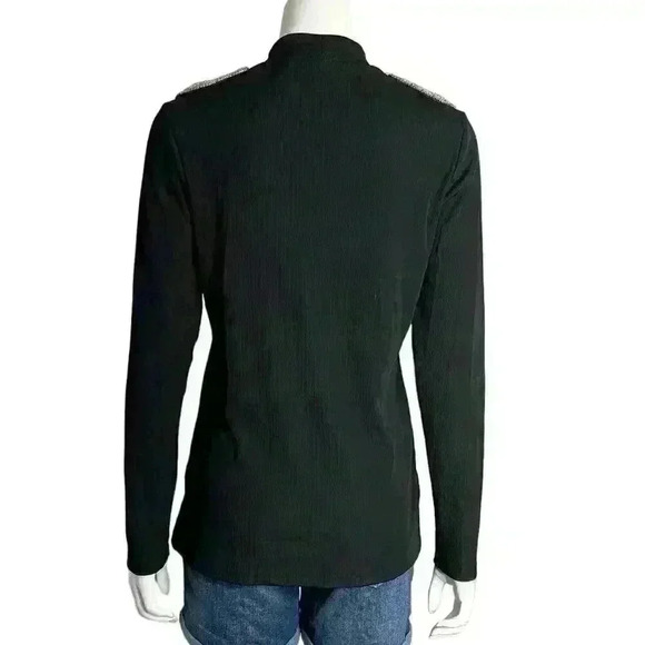 River Island Black Mock Embellished Rhinestone Knit Sweater Size 14 - Picture 3 of 12